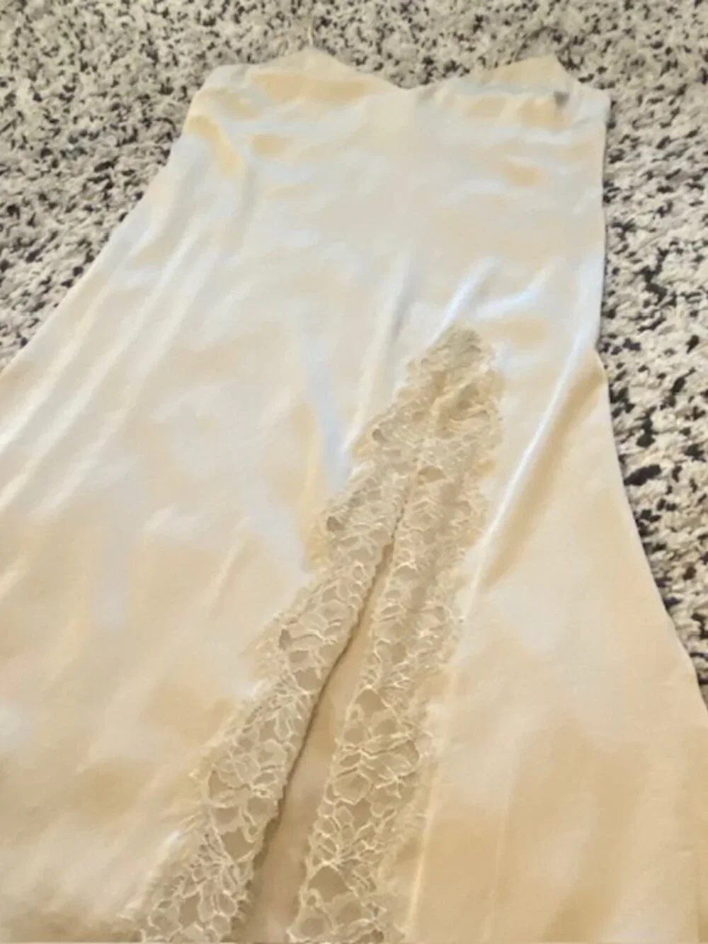 Wilfred Aritzia Satin Slip Dress with Lace Medium Midi Pale Gold - Picture 9 of 16